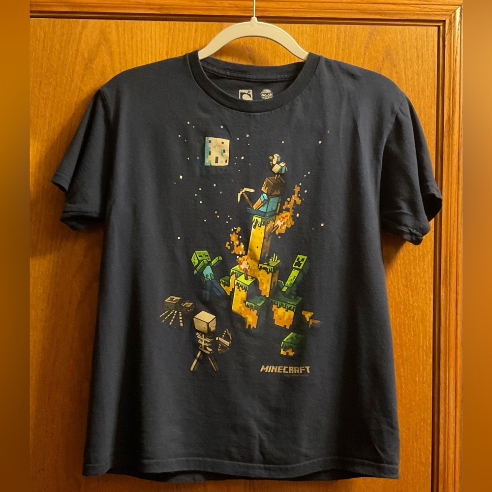 Official Minecraft Mojang Jinx Blue Graphic Short Sleeve T-Shirt